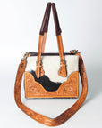 American Darling ADBGZ461B Tote Hand Tooled Hair On Genuine Leather women bag western handbag purse