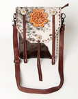 American Darling ADBGZ462B Cross Body Hand Tooled Hair On Genuine Leather women bag western handbag purse
