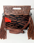 American Darling Clutch Hand Tooled Saddle Blanket Fabric Genuine Leather Western Women Bag Handbag Purse | Purses for Cute