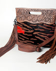 American Darling Clutch Hand Tooled Saddle Blanket Fabric Genuine Leather Western Women Bag Handbag Purse | Purses for Cute