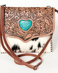 American Darling ADBGD149 Crossbody Hand Tooled Hair-On Genuine Leather Women Bag Western Handbag Purse
