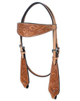 Hilason Western Horse Floral Headstall Breast Collar American Leather Tack Set