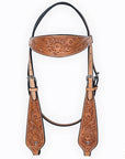 Hilason Western Horse Floral Headstall Breast Collar American Leather Tack Set