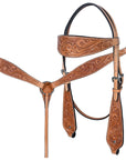 Hilason Western Horse Floral Headstall Breast Collar American Leather Tack Set