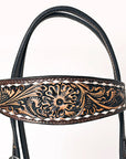 Hilason Western American Leather Horse Floral Headstall Breast Collar Tack Set