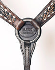 Hilason Western American Leather Horse Floral Headstall Breast Collar Tack Set