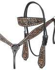 Hilason Western American Leather Horse Floral Headstall Breast Collar Tack Set