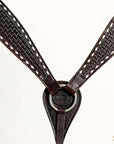 HILASON Western Horse Genuine Leather Headstall & Breast Collar With Side BuckStitch Brown
