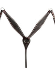 HILASON Western Horse Genuine Leather Headstall & Breast Collar With Side BuckStitch Brown
