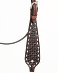 HILASON Western Horse Genuine Leather Headstall & Breast Collar With Side BuckStitch Brown