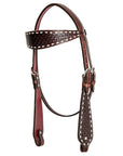 HILASON Western Horse Genuine Leather Headstall & Breast Collar With Side BuckStitch Brown