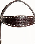 HILASON Western Horse Genuine Leather Headstall & Breast Collar With Side BuckStitch Brown