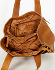 American Darling Tote Hand Tooled Hair On Genuine Leather women bag western handbag purse