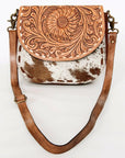 American Darling Messenger Hand Tooled Hair On Genuine Leather women bag western handbag purse