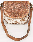 American Darling Messenger Hand Tooled Hair On Genuine Leather women bag western handbag purse