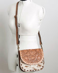 American Darling Messenger Hand Tooled Hair On Genuine Leather women bag western handbag purse