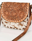 American Darling Messenger Hand Tooled Hair On Genuine Leather women bag western handbag purse