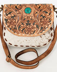 American Darling Messenger Hand Tooled Hair On Genuine Leather women bag western handbag purse