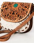American Darling Messenger Hand Tooled Hair On Genuine Leather women bag western handbag purse