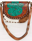 American Darling Messenger Hand Tooled Hair On Genuine Leather women bag western handbag purse