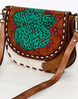 American Darling Messenger Hand Tooled Hair On Genuine Leather women bag western handbag purse