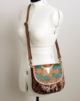American Darling Messenger Hand Tooled Hair On Genuine Leather women bag western handbag purse