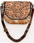 American Darling Messenger Hand Tooled Hair On Genuine Leather women bag western handbag purse