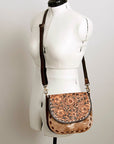 American Darling Messenger Hand Tooled Hair On Genuine Leather women bag western handbag purse