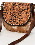 American Darling Messenger Hand Tooled Hair On Genuine Leather women bag western handbag purse
