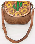 American Darling Messenger Hand Tooled Hair On Genuine Leather women bag western handbag purse