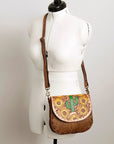American Darling Messenger Hand Tooled Hair On Genuine Leather women bag western handbag purse
