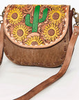 American Darling Messenger Hand Tooled Hair On Genuine Leather women bag western handbag purse