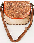 American Darling Messenger Hand Tooled Hair On Genuine Leather women bag western handbag purse