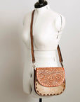 American Darling Messenger Hand Tooled Hair On Genuine Leather women bag western handbag purse
