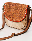 American Darling Messenger Hand Tooled Hair On Genuine Leather women bag western handbag purse