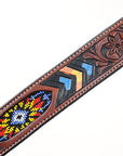 BAR H EQUINE Genuine Horse Western Leather Breast Collar Beaded Inlay Brown