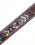 BAR H EQUINE Genuine Horse Western Hand Tooled Leather Breast Collar Beaded Inlay Brown