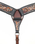 BAR H EQUINE Genuine Horse Hand Tooled Leather Curved Breast Collar Brown
