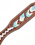 BAR H EQUINE Genuine Horse Hand Tooled Painted Arrow Leather Breast Collar Brown