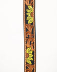 Bar H Equine Horse Genuine Leather Floral Design Tie Downs Snap Ends Tan