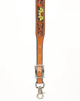 Bar H Equine Horse Genuine Leather Floral Design Tie Downs Snap Ends Tan