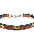 Bar H Equine Horse Genuine Leather Floral Design Tie Downs Snap Ends Tan