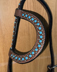 Bar H Equine Western Horse Genuine Leather One Ear Headstall Brown