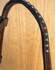 Bar H Equine Western Horse Genuine Leather One Ear Headstall Brown