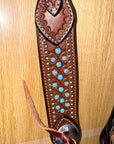 Bar H Equine Western Horse Genuine Leather One Ear Headstall Brown