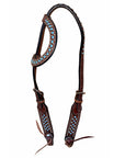 Bar H Equine Western Horse Genuine Leather One Ear Headstall Brown