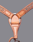 BAR H EQUINE Western Horse Genuine Leather Breast Collar Tan