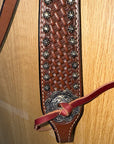 Bar H Equine Western Horse Genuine Leather Hand Tooled Headstall Dark Brown