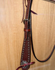 Bar H Equine Western Horse Genuine Leather Hand Tooled Headstall Dark Brown