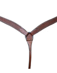 BAR H EQUINE Genuine Horse Hand Tooled Basketweave Leather Breast Collar Brown